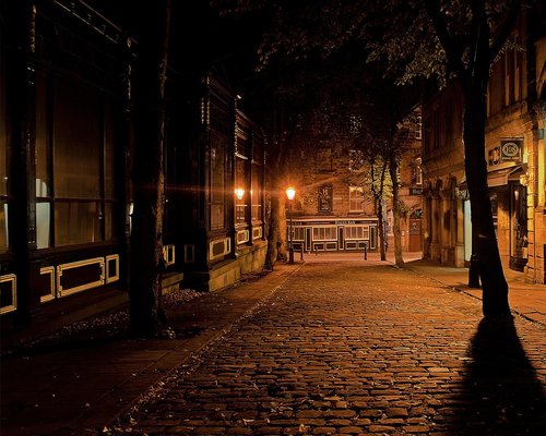 quiet evening in a Hungarian spa town